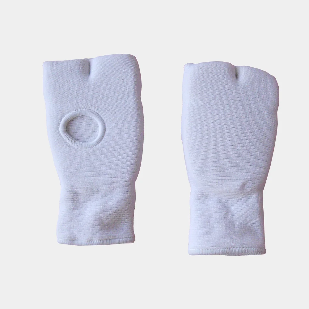 WHITE ELASTIC KARATE MITTS, Boxing, MMA, Inner Gloves, 2cm Padding
