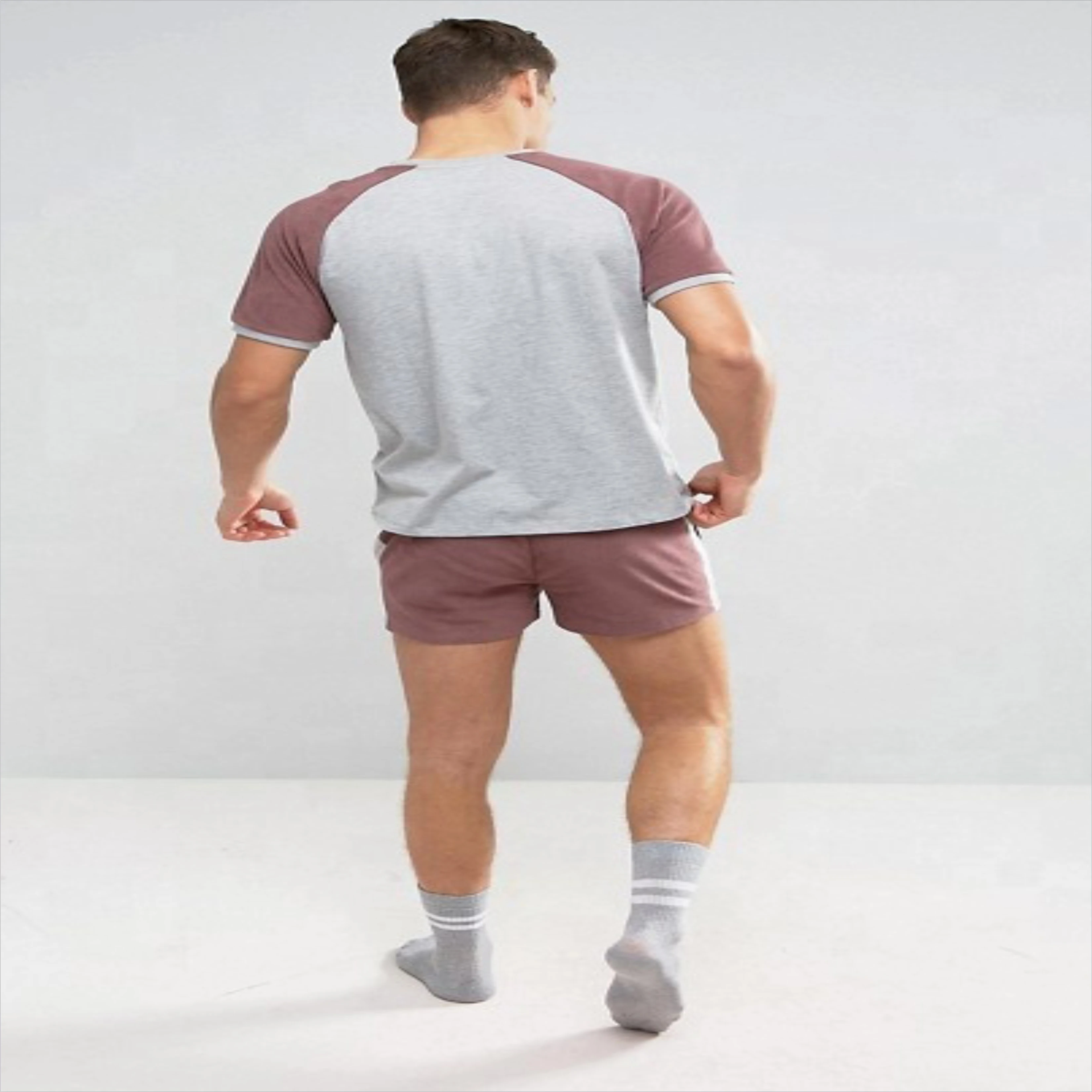 Custom Logo Summer Sportswear Shirt And Shorts Set For Men Cotton Running Custom Men Short Set 2021 design Wholesale