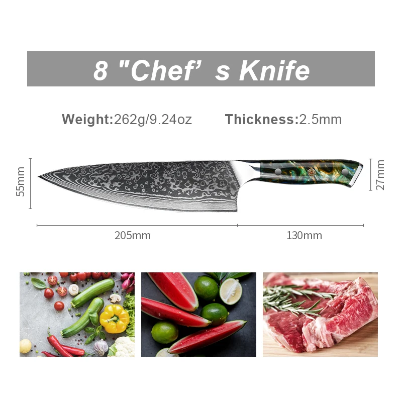 Горячий продукт дамасский японский лососевый нож сашими кухонные инструменты для приготовления пищи нарезки шеф-повара с ручкой из эпоксидной смолы