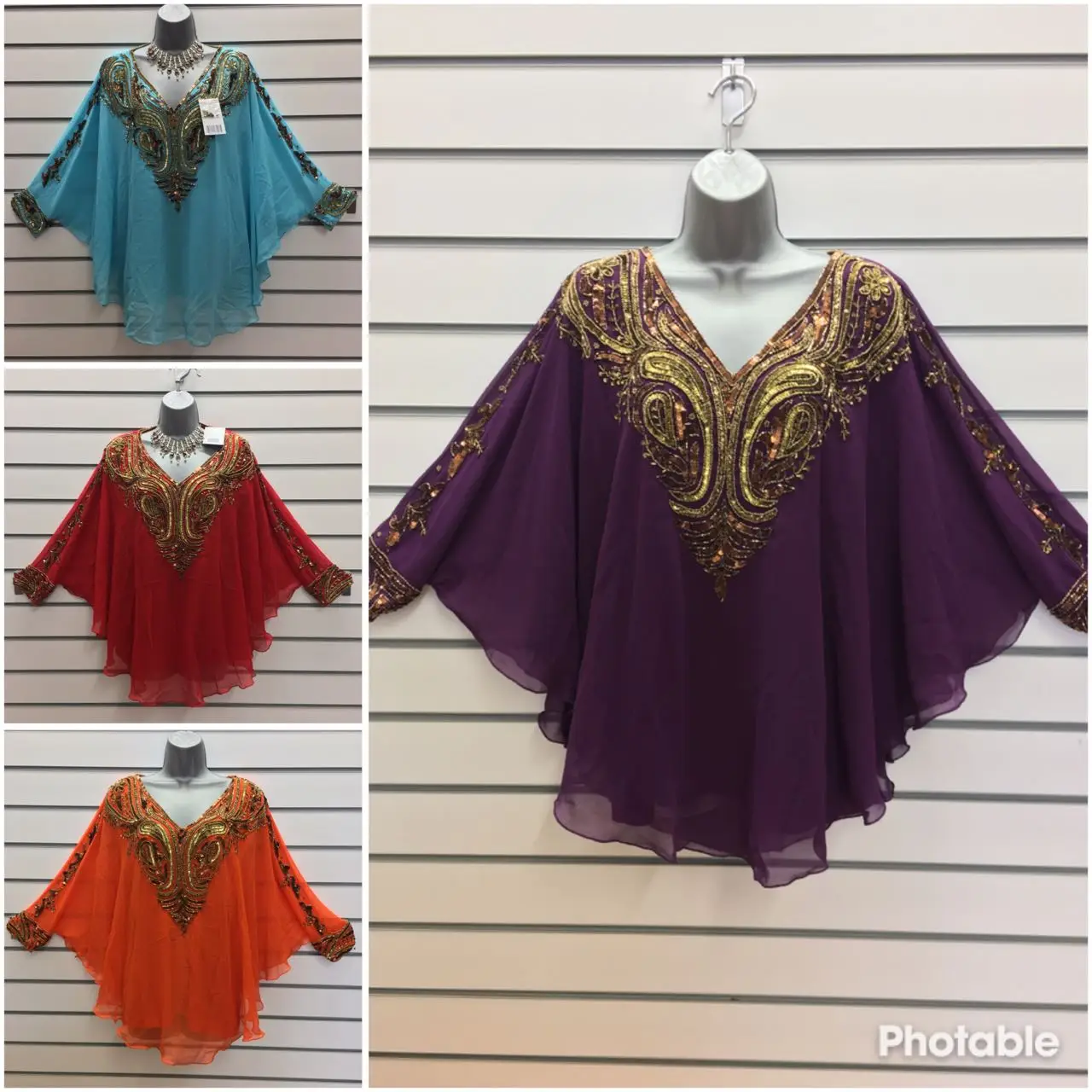 Beaded Sequins Kaftan Caftan Top Woman Blouse Woman Most Demanded Embroidered Summer Long Sleeve Adults Georgette women kaftan