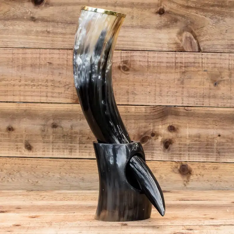 Best Quality Of Viking Drinking Horn with Horn Stand Authentic & Food Safe Cup No Leaks Norse Drinking Beer Mug