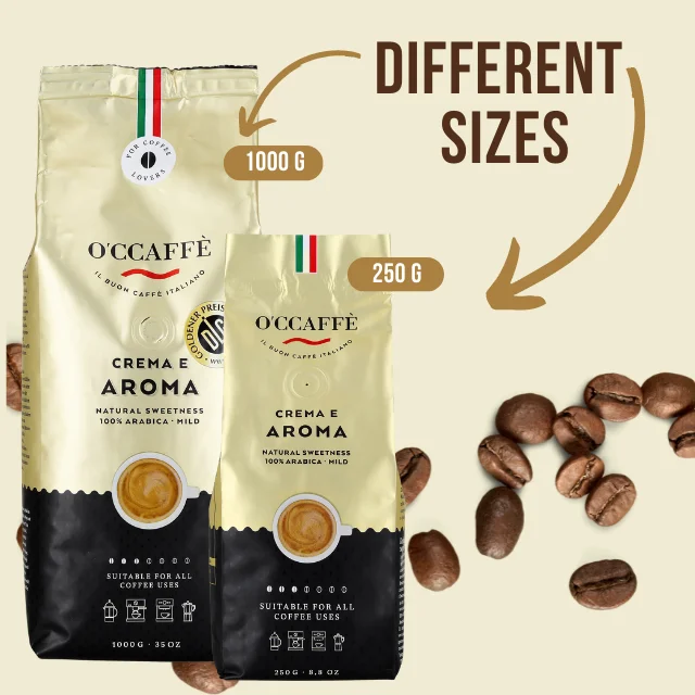 High Quality Occaffe Intense Flavour 100% Arabica Italian Espresso Coffee Beans For Coffee Machine