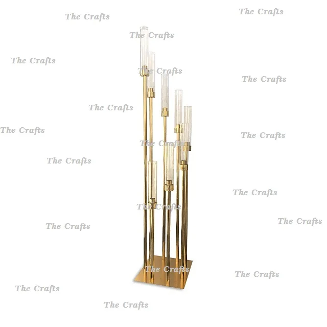 Подсвечник золотого цвета из металла и кристаллов набор канделябров трех разных размеров для свадебного использования