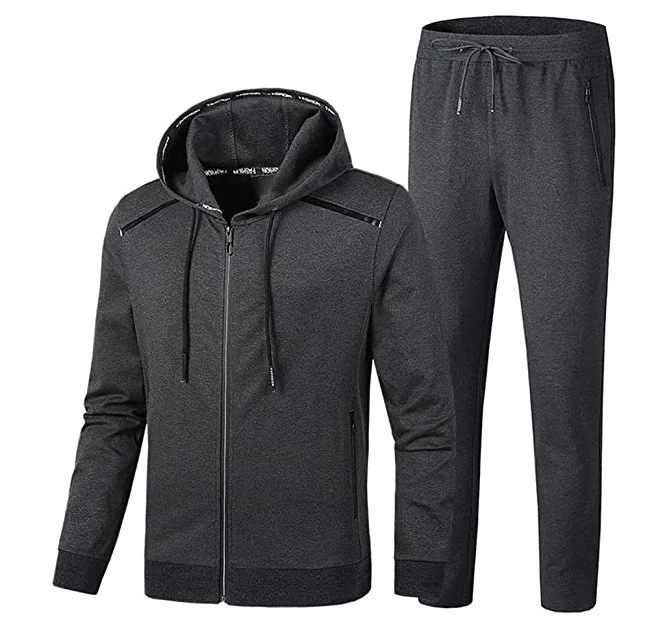 Men Tracksuit Set Fleece Hoodie Top And Bottoms Joggers Gym Contrast Jogging New Tracksuit