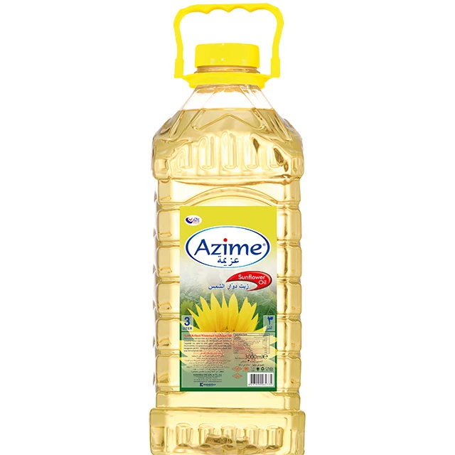 Чистое подсолнечное масло Azime 3L x 6, рафинированное подсолнечное масло из ПЭТ