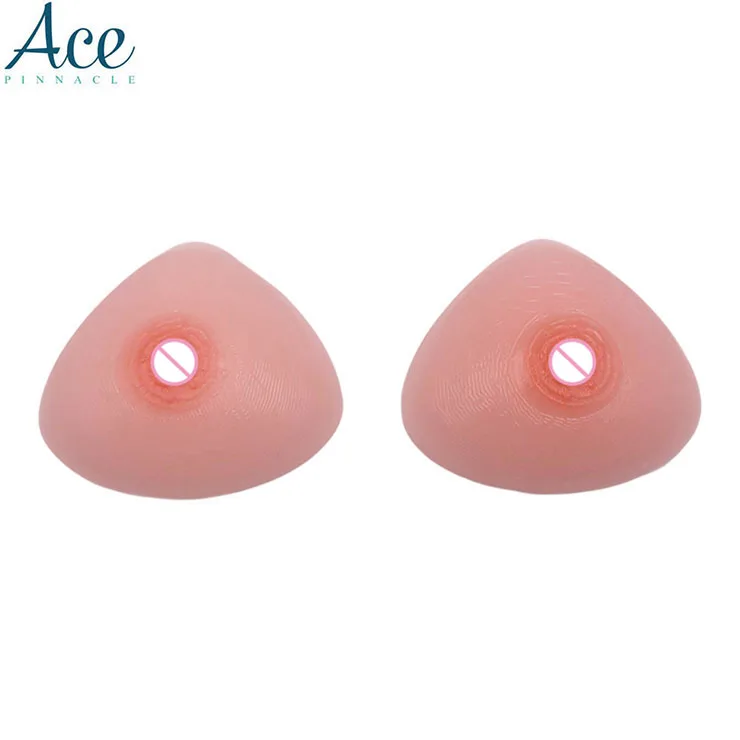 800 g/piece Silicone prosthesis mastectomy breast form for cross dressert riangle realistic false B cup boob with nipples custom