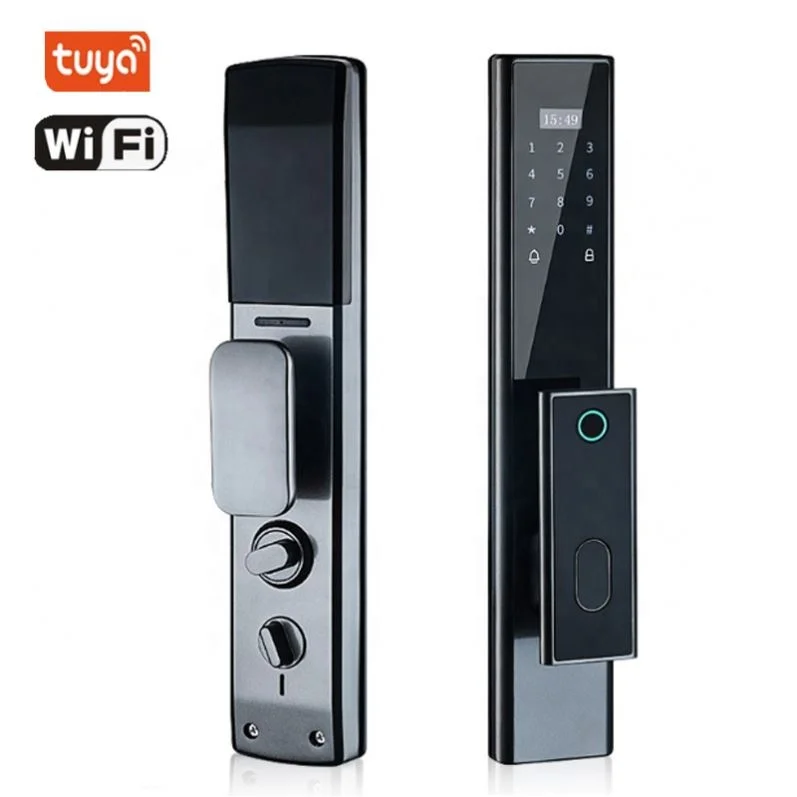 tuya Code Fingerprint Mechanical Key card unlock by app home automation system multi-functional smart electronic door locks