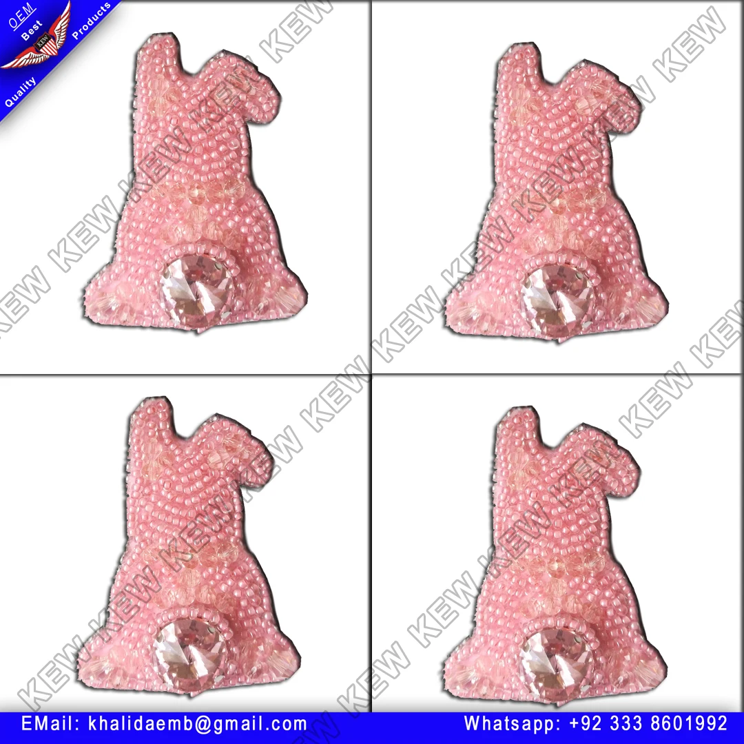 custom embroidery Beaded brooch bunny custom embroidery patch for garment  brooches handmade party wedding USA UK Europe