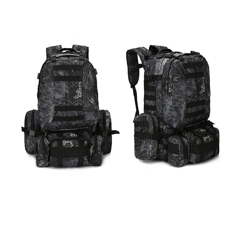 55L Tactical 4-in-1 Backpack Waterproof Camouflage Pattern for Outdoor Camping Hiking & Hunting with MOLLE System & Assault Pack