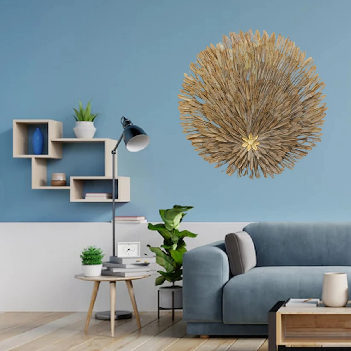 Metal Sheet Multi Color Hanging Wall Art Artificial Flower Design for Living and Dining Decoration