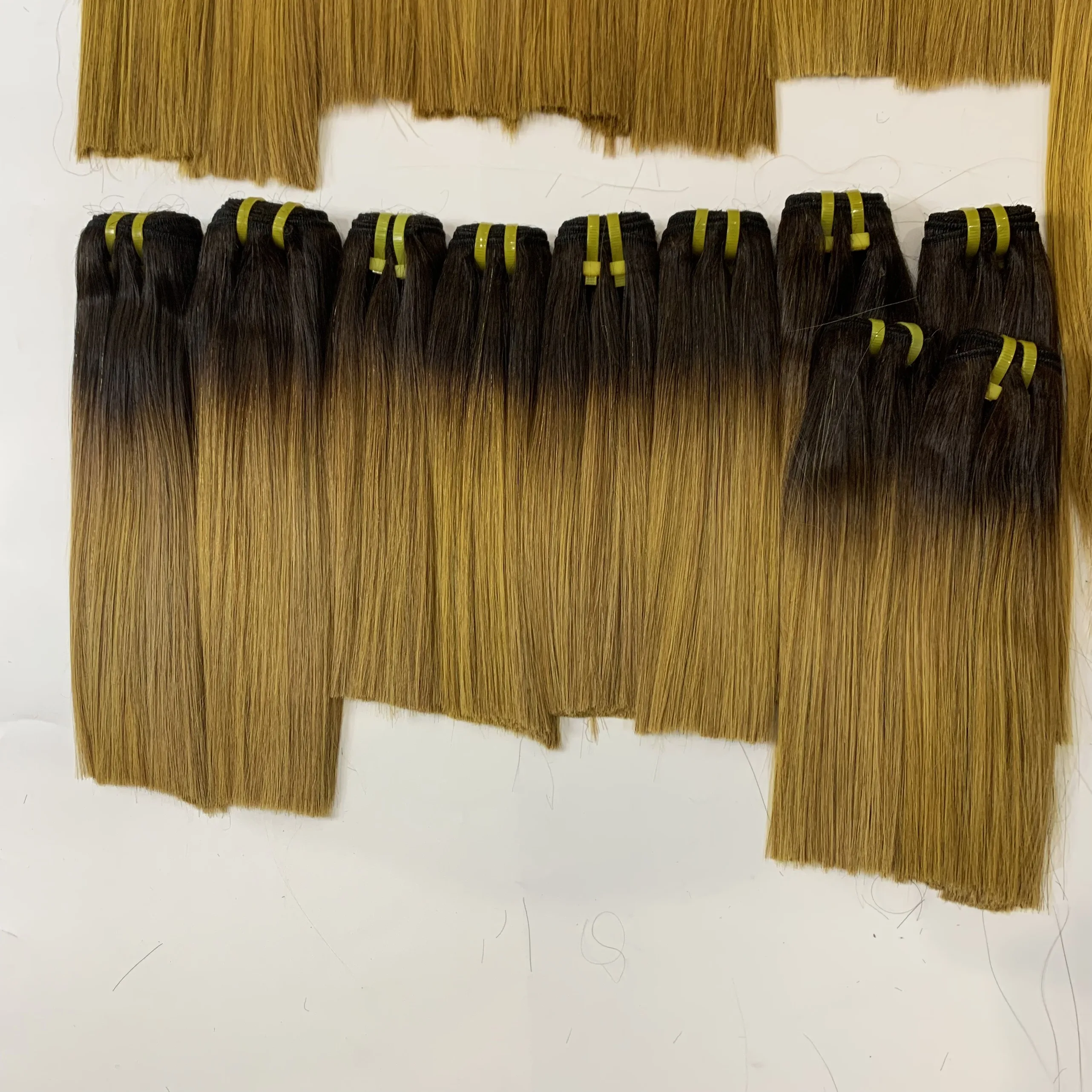 Прямые волосы с двойной косточкой Омбре лучшее качество прямые кости 100% человеческие без спутывания не спутываются завода во Вьетнаме