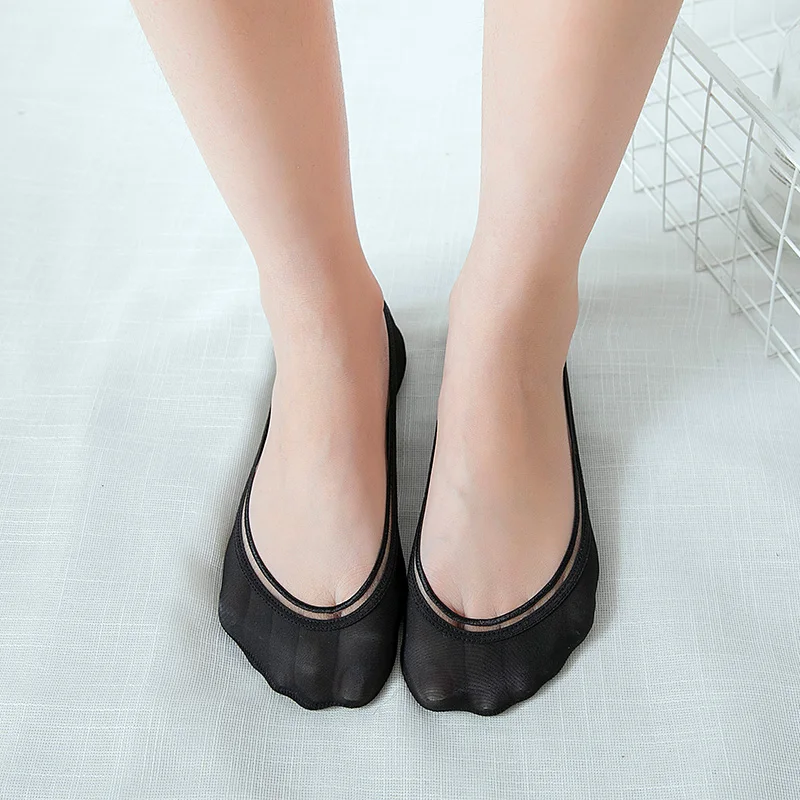 factory supply summer short cut ultra breathable sexy lace fishnet lady no show silky invisible stockings for women