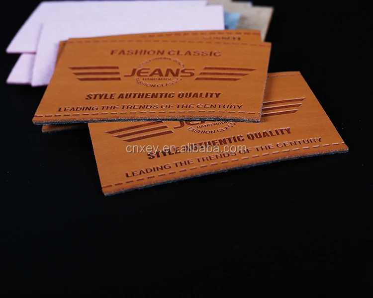 
jeans pu leather label clothing main label 