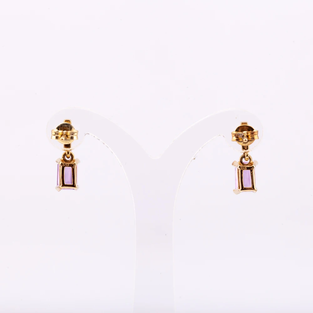 14K gold plated silver 925 classic diamond and amethyst earring natural gemstone factory price from Thailand