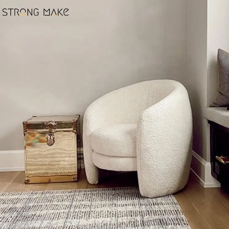 Luxury Nordic Mid Century Modern Comfort Arm Sofa Accent Sherpa Living Room Furniture Wholesale Single Chair Armchair