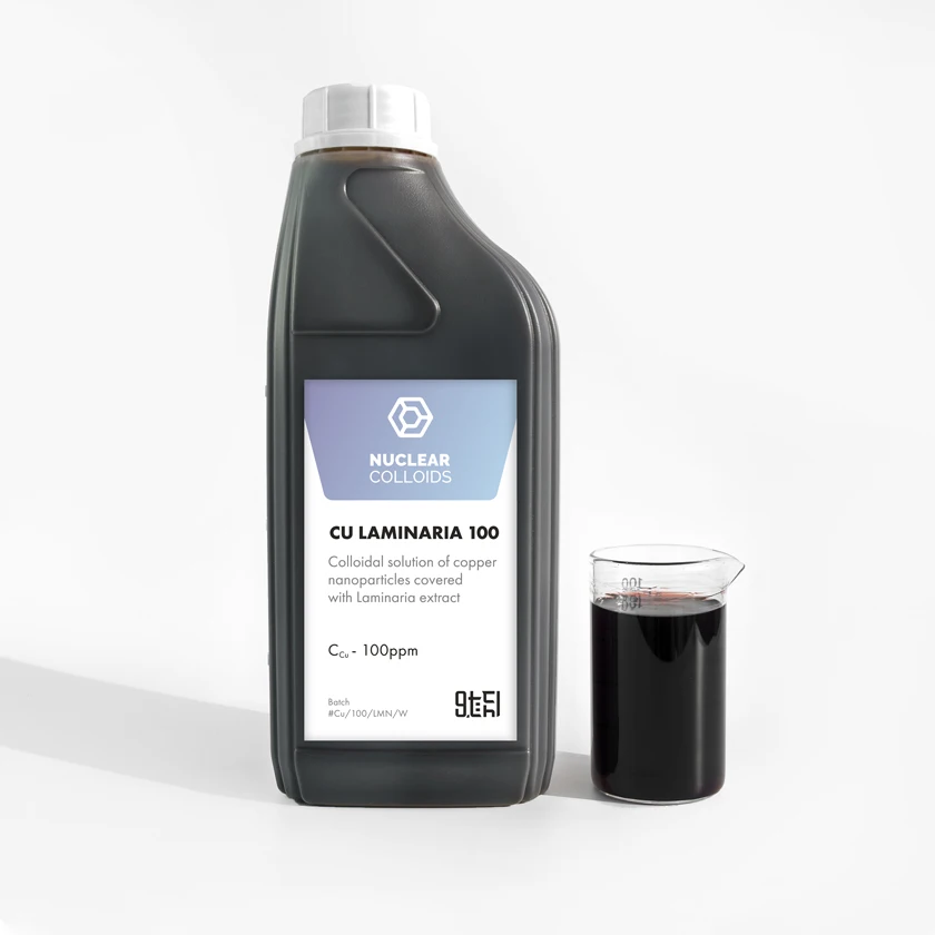 
 Инновационный Сертифицированный запатентованный жидкий наноматериал Cu Laminaria 100-коллоидный раствор медных наночастиц с экстрактом водорослей  