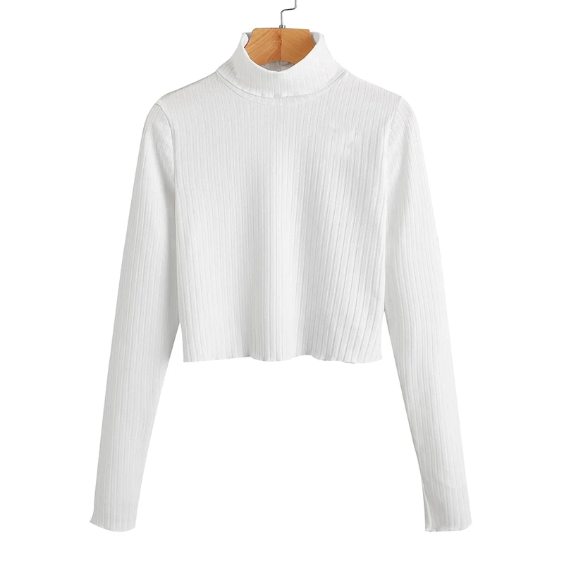 Customized Design Solid White Color High Neck Crop Top