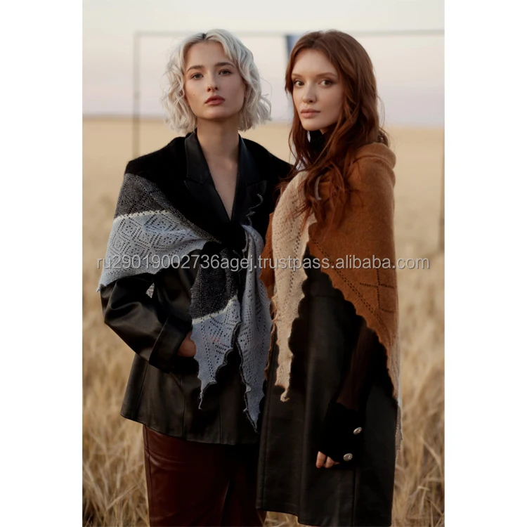 Great quality women knit shawls for winter season traditional folk crafts of Orenburg reliable supplier down knitwear