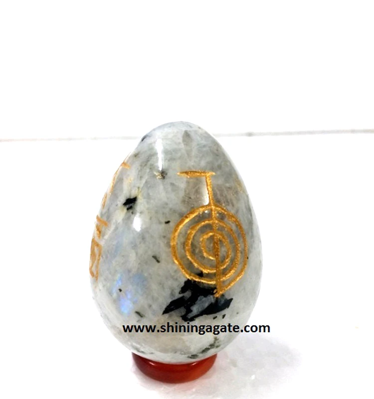 Wholesale Natural Stone Rainbow Moonstone Healing Eggs Wholesale Stones Egg Gemstone Engraved Reiki Eggs