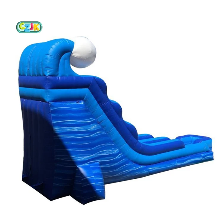 monster tsunami 30ft beach tall blue wild rapid the three successive shock double tidal wave inflatable water slide waterslide