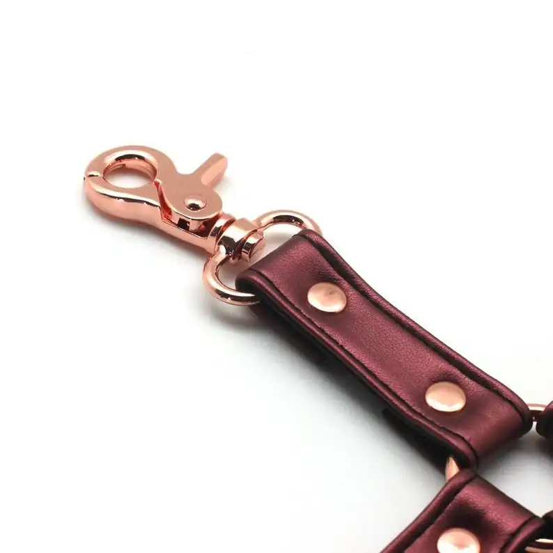 BDSM Adult Sex Kit Leather Restraint Fetish-Hand Cuffs Ankle Cuffs Hogtie Bondage with Safety Features