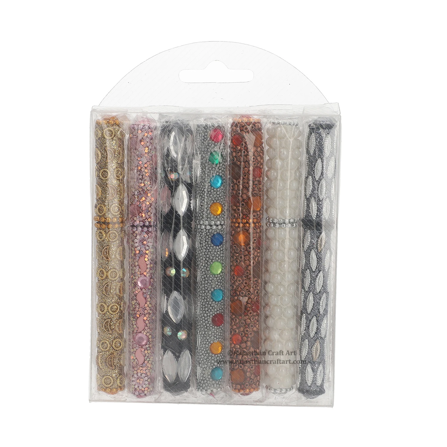 Set 7 Handcrafted Multi-Color Beaded Pens Business Promotion Gift Novelty Logo 1.0mm Plastic Writing Great Personalized Branding