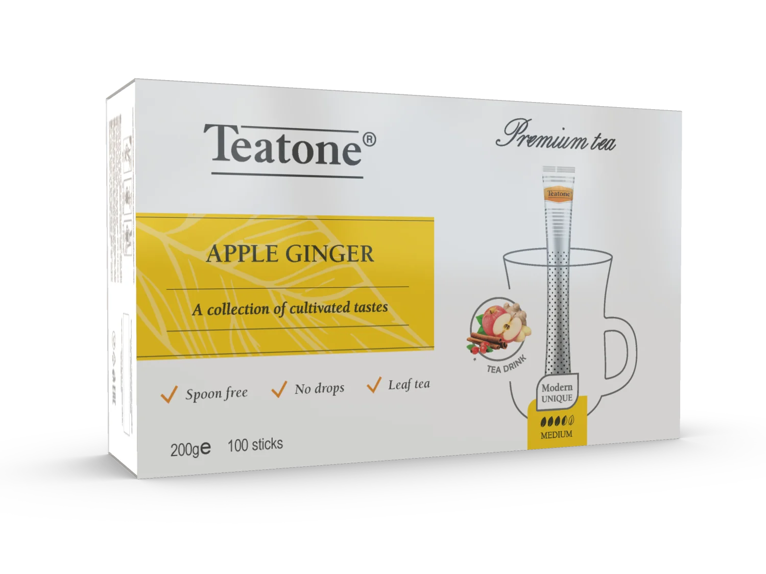 Яблочный имбирный чай в палочке TEATONE 100 палочек индивидуальной упаковке * 2 г высокое качество