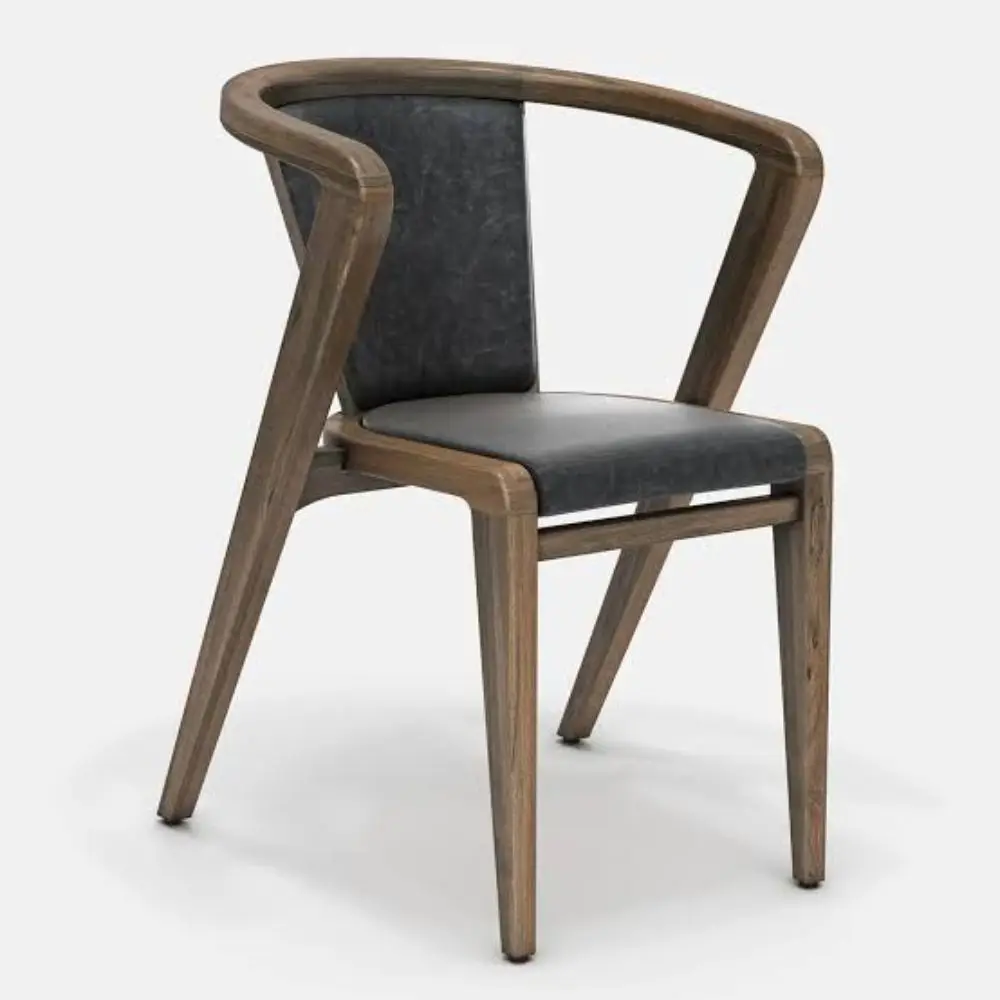 Wholesale High Quality Modern Luxury Vintage Chair Furniture Living Room Solid Wood Relaxing Chair With Leather