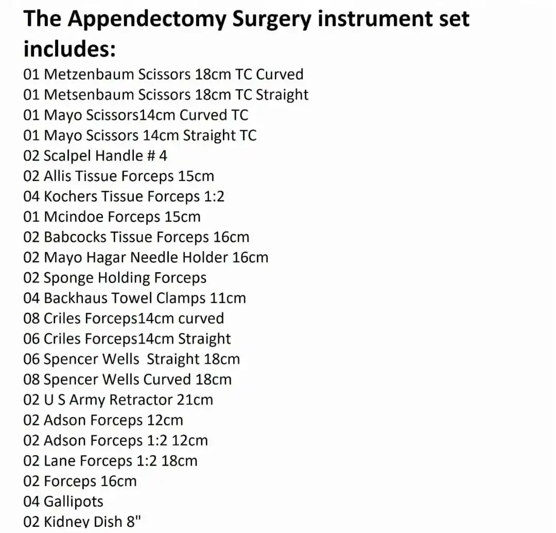 
Appendectomy instruments set / Appendix & Hernia surgery set Surgical instruments SetSurgical Surgery Include All Item In 1 Set 