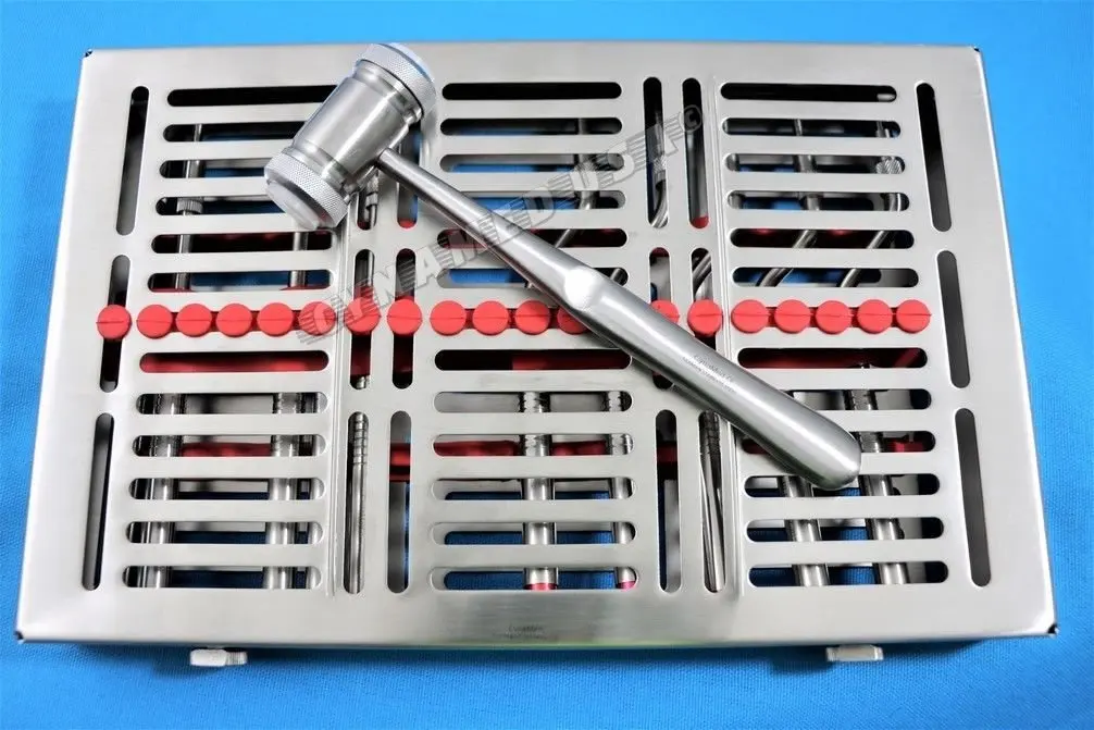 German Grade Sinus Lift Osteotomes Kit Straight Off Set Concave Mead Mallet Cassette Dental-A