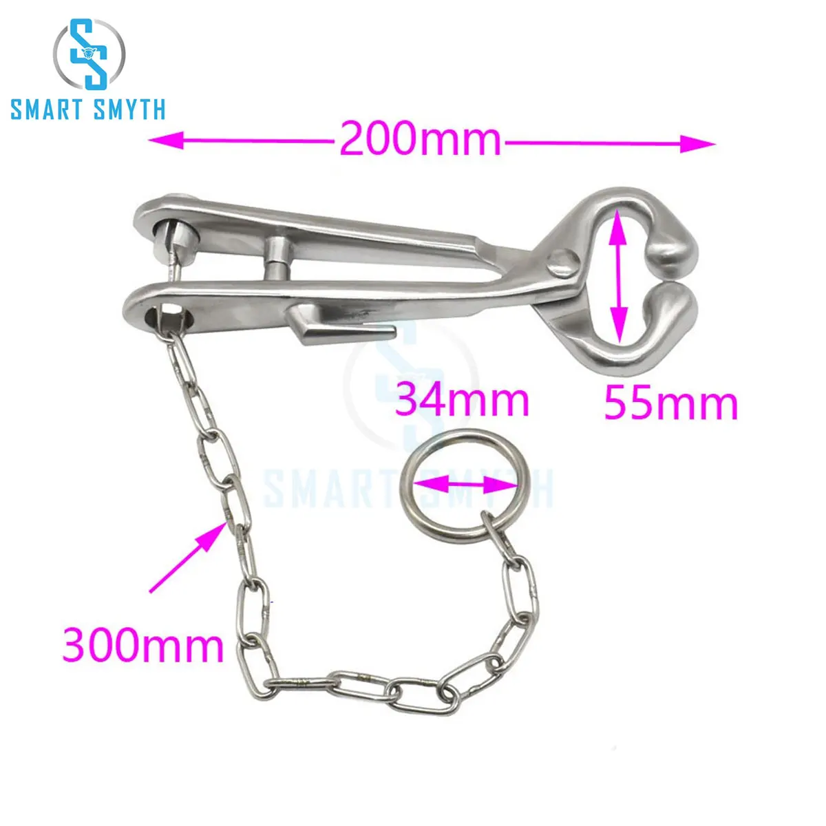 Farm Cattle Livestock Tool Stainless Steel Cow Nose Ring Pliers Bull Cattle With Chain Pulling Tool