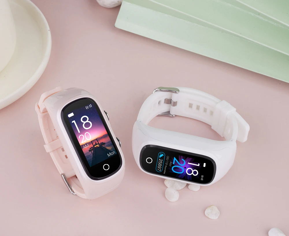  BT4.2 smart watch with BT5.0 earbuds touch screen square display android music earphone wristband bracelet smartwatch for
