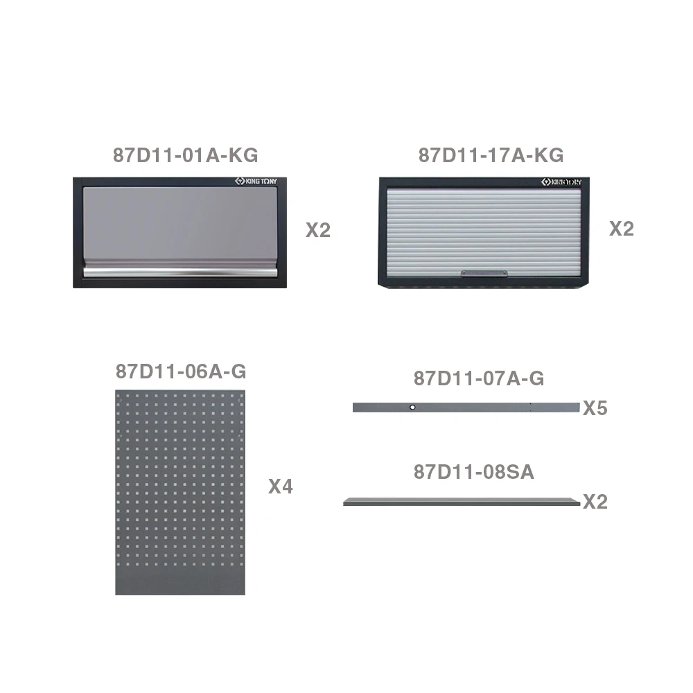 KING TONY Garage Series Storage Combination Tools Cabinet (black & gray) Metal Tool Cabinet 87D11X02SA-KG
