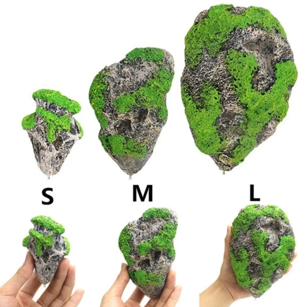 Aquarium Decoration Accessories Floating Rock Suspended Artificial Moss Stone Fish Tank Landscaping Aquascape Decor Ornaments