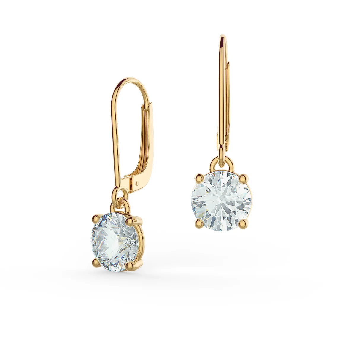 Ritzin Certified Lab Grown Diamond Dangle Earrings For Women in 14k Solid Gold Factory Price 2ct 3ct Round Brilliant Lab Diamond