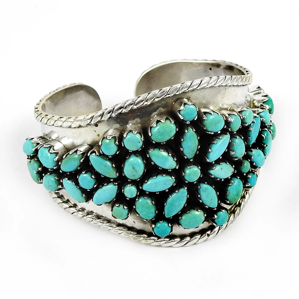 Top Selling Product 925 Sterling Silver Natural Arizona Turquoise Gemstone Unique Design Bangle Indian Artisan Handmade Jewelry