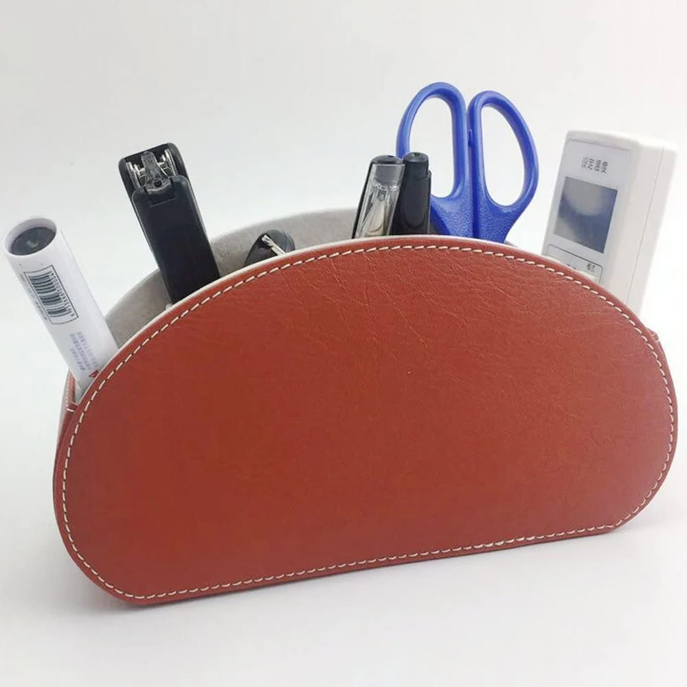 Fashion Remote Control Holder Organizer Table Desk Leather Control Storage TV Remote Control Organizer