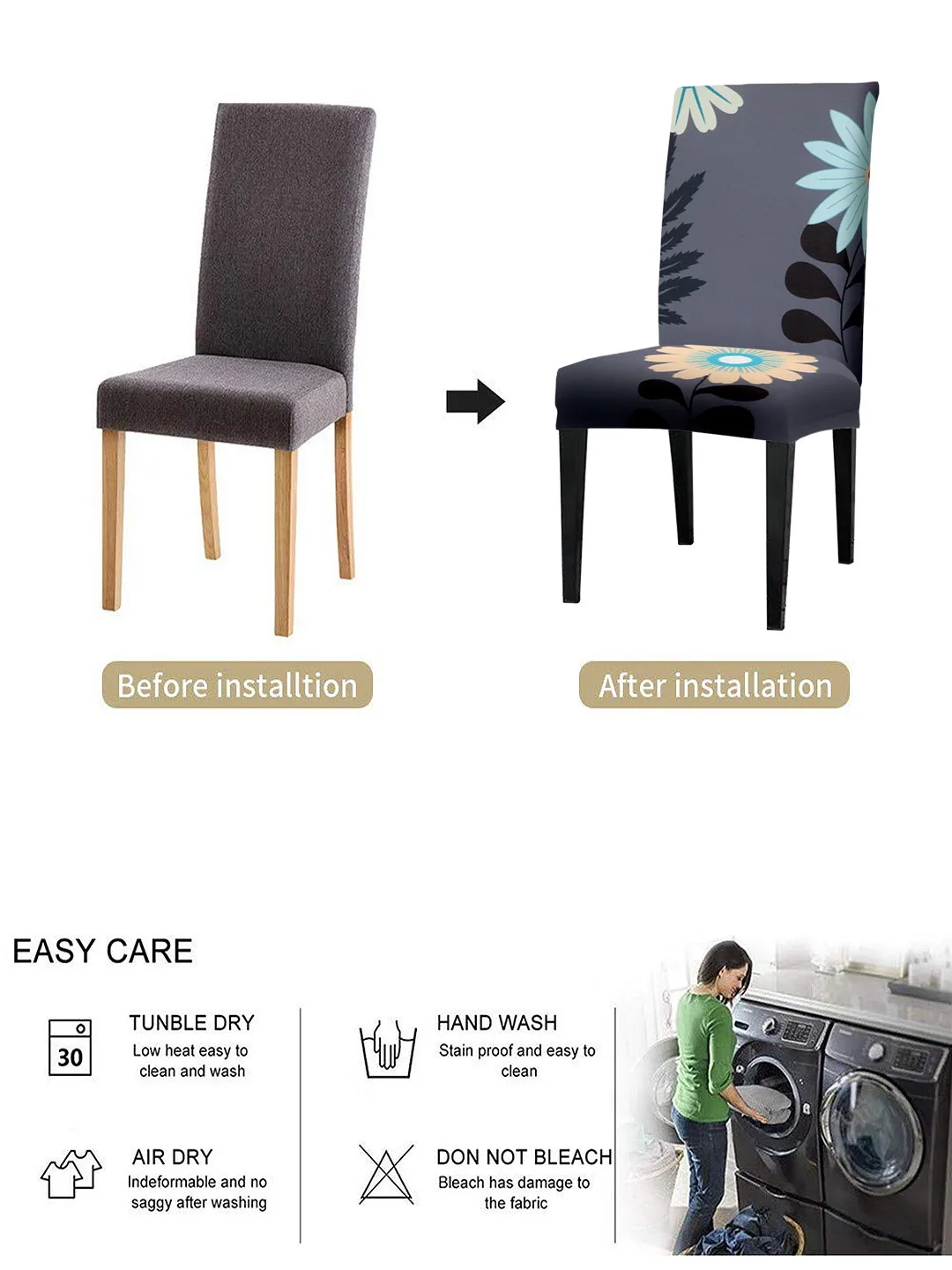 Made in india Best Quality polyester and Spandex fabric premium Quality Easy to install dining chair covers for dining rooms