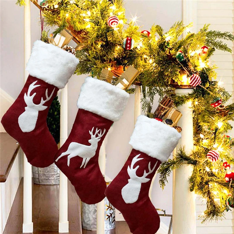 High Quality Soft Christmas Stocking Socks with Santa and Elk for Christmas Celebration