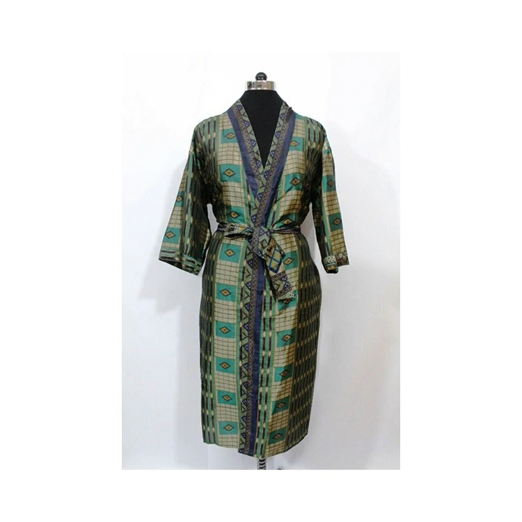 Lovely Blue Pink Color Floral Print Comfortable Loose Lady Maternity Robe Hippie Sari Bohemian Nightgown Women Kimono Robe