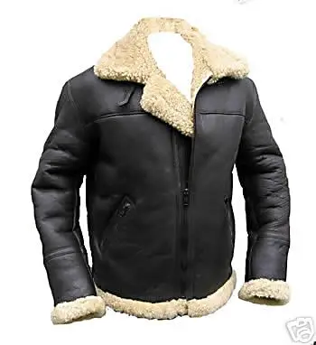 Aviator Style Flying Pilot Sheep Leather Jacket with Fur inside lining for Men and Women SS-4414