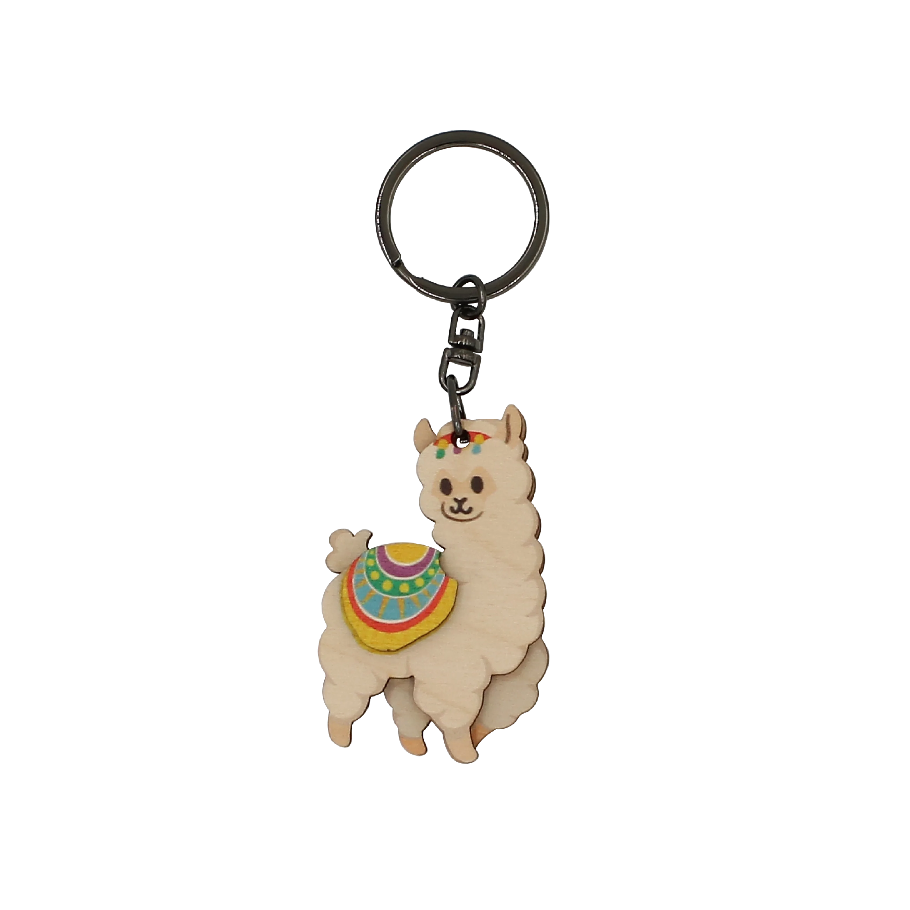 Wholesale Custom Design Lama Cute Wooden Wood Keychain Souvenirs Christmas Promotional Gift