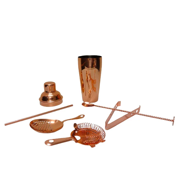 6 Piece Copper Cocktail Shaker Bar Set Solid Copper Cocktail Shaker Set with Bar Tools Hot selling Copper Bar Set
