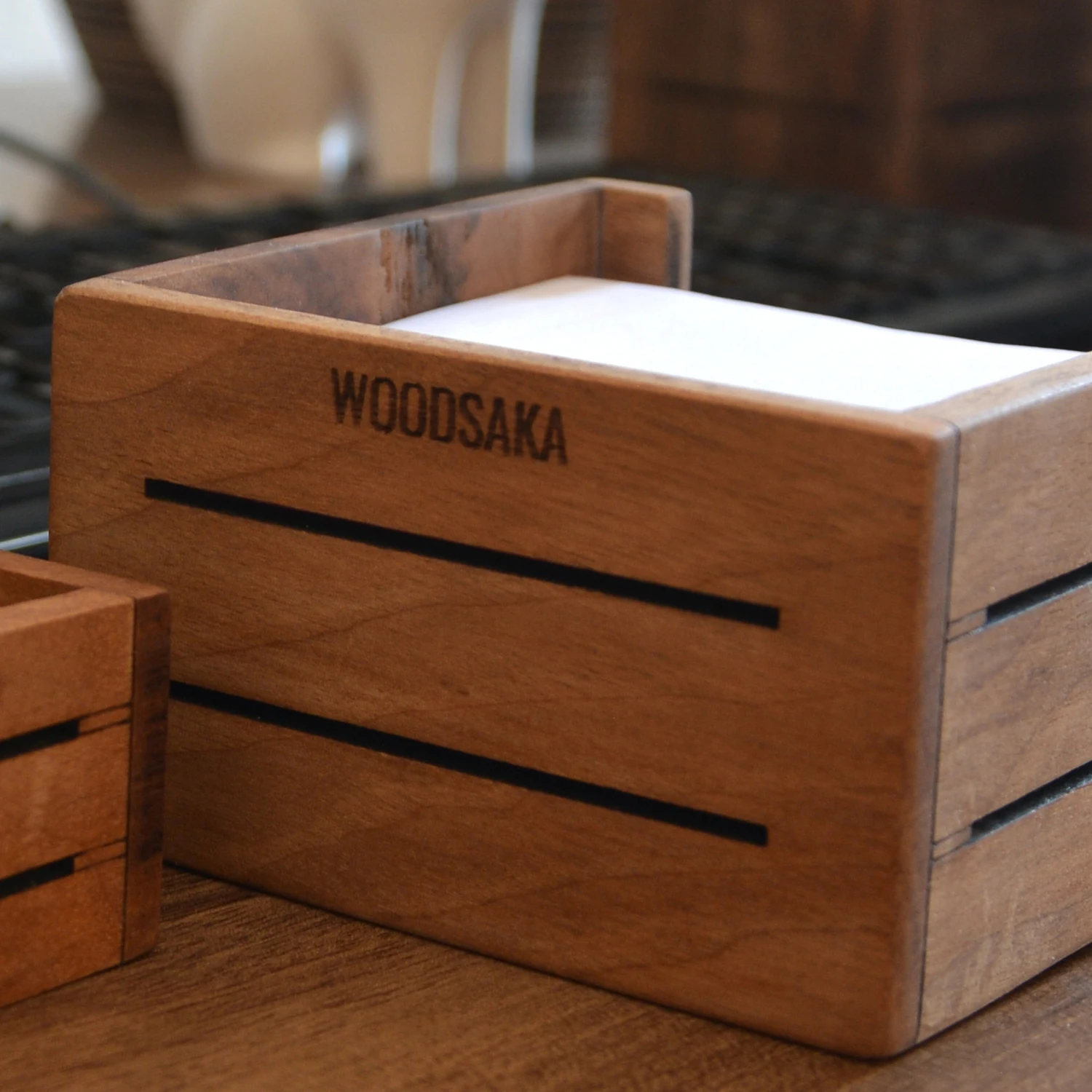 Craft Paper Cube Holder   I  3Line Note Paper Box - WOODSAKA   I   Note Paper Holder  I    Desk Accessories