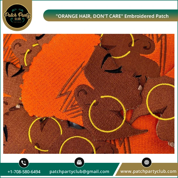 OEM производитель продает роскошные качественные «оранжевые волосы не переживают» афроцентрические нашивки с вышивкой