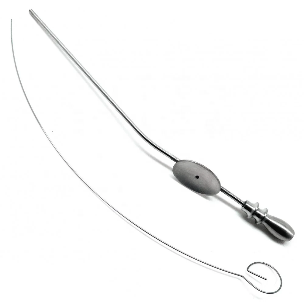 Urology Baron Suction Tube FR No.3 Curved 1mm Thumb Plate ENT Stainless Steel Instruments Diagnostic Medical Device Instruments