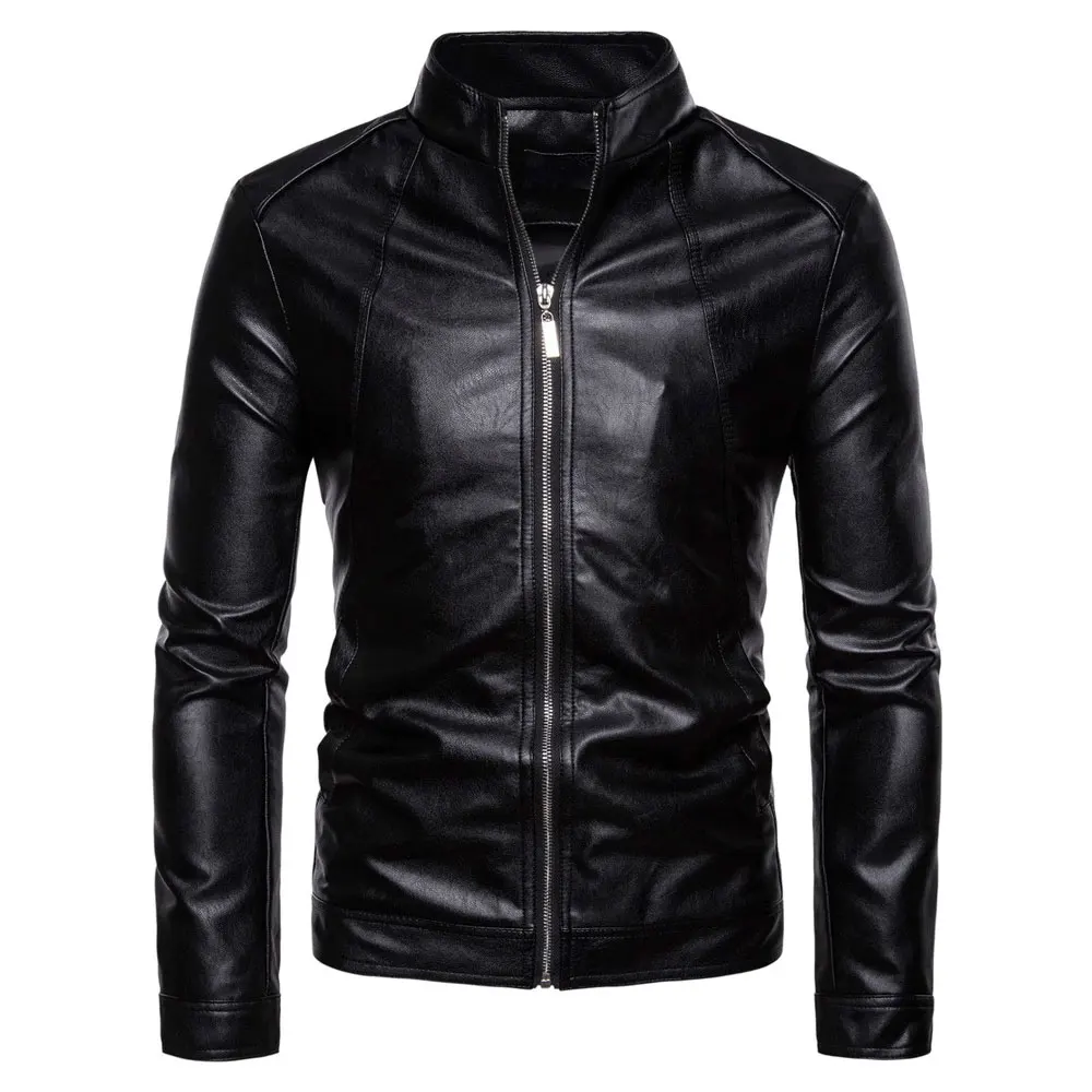 
Men Classic Bomber PU Leather Jacket Autumn Winter Heat-Conserving Pilot Faux Leather Jacket Black 