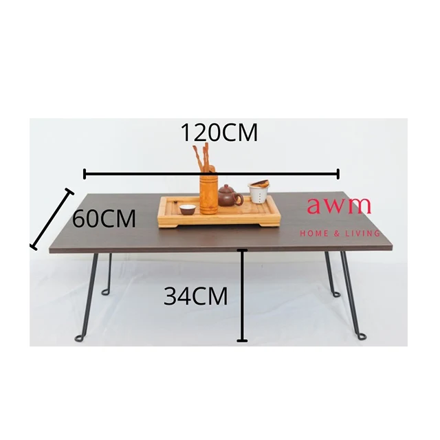 Небольшой минимальный заказ, малазийский продукт, полностью собранный стол в японском стиле темного ореха со складными ножками для поддержки ноутбука