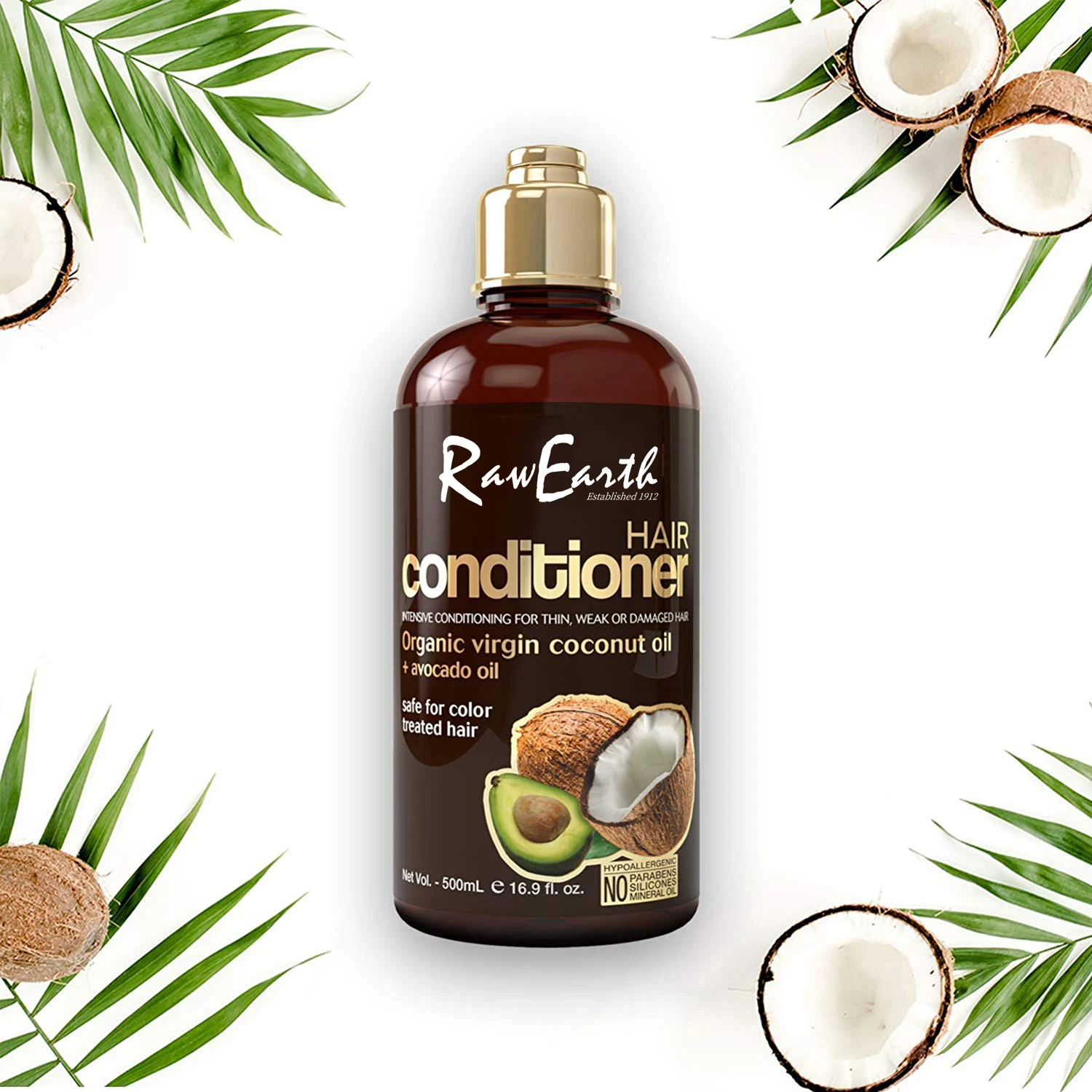 Raw Eearth Reduce Itchy Scalp Dandruff and Frizz Coconut oil Hair Conditioning