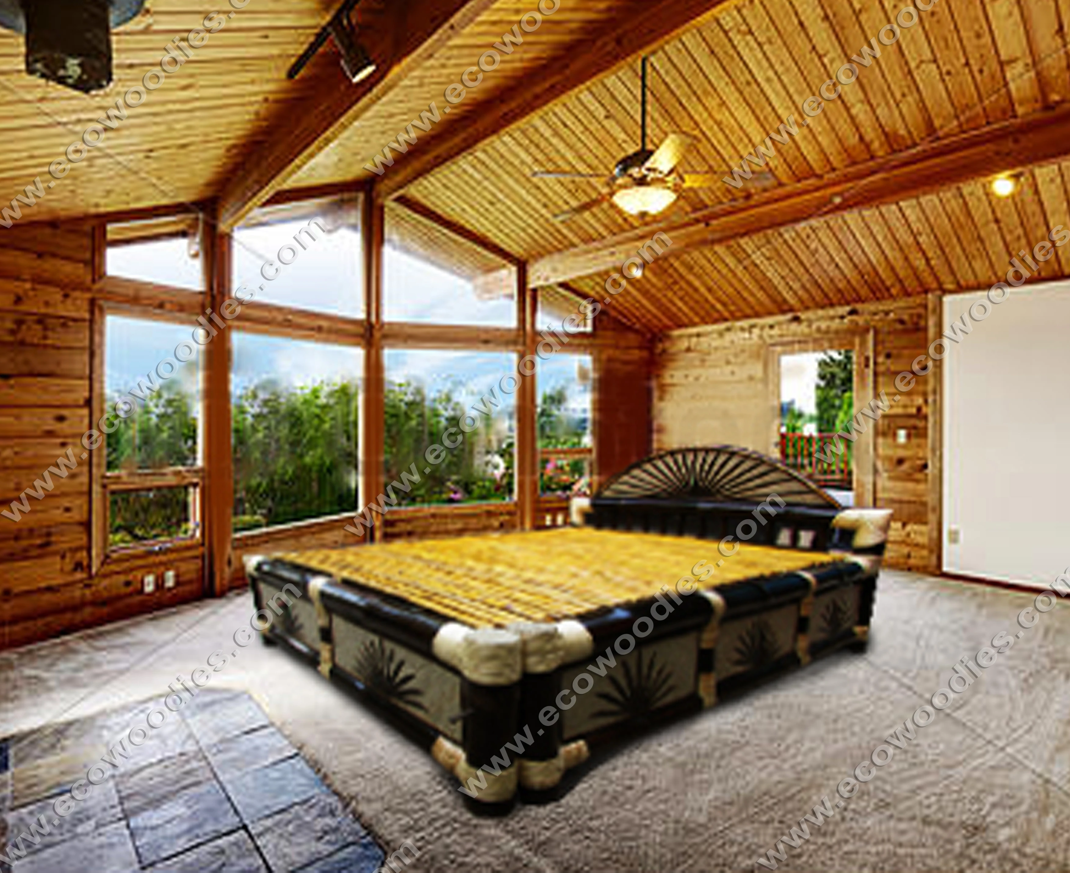 
Elegant King Size Natural Bamboo Folding Bed for Bedroom with Headboard Hotel Spa Home Lightweight Twin Double Pest Resistant 